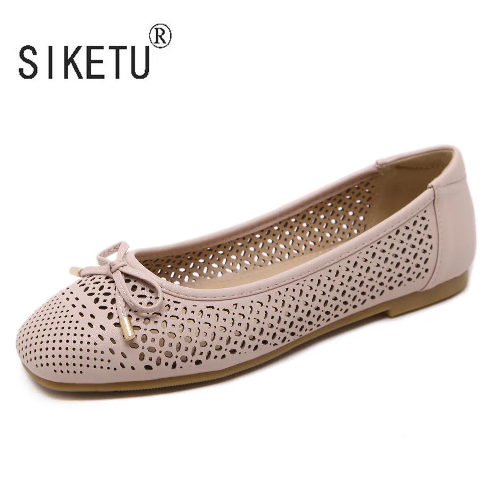 Женские туфли из ПУ кожи с круглым носком дырками|ballet flats|brand ballet flatsballet flats brand |