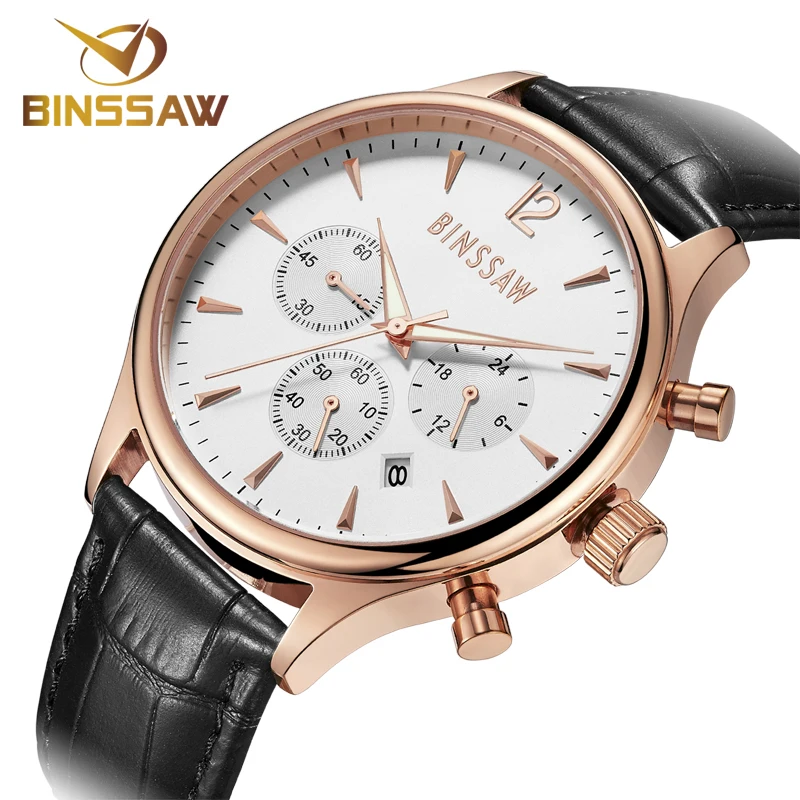 

BINSSAW Chronograph Sport Watch Men Luxury Quartz Men Watch Waterproof Luminous Wrist Watches for Men Clock Male Montre Homme