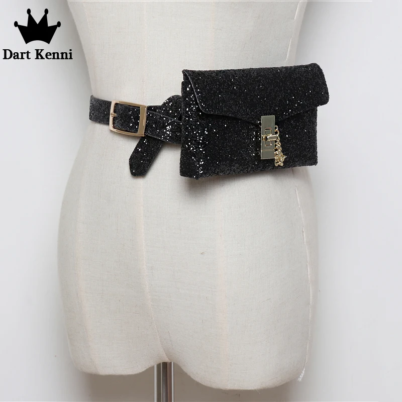 

Adjustable Waist Belt Bags For Women 2019 Designer PU Leather Fanny Pack Sequin Waist Pack Ladies Money Wallet Phone Bag Pocket