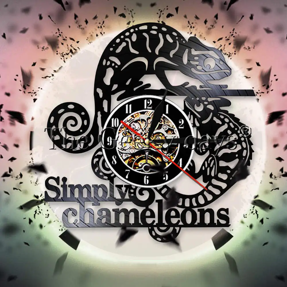 Simply Chameleon 3D Wall Clock Reptile Exotic Pet Vinyl Record Wall