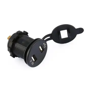 

LED Meter Panel Socket Voltmeter Female with 60cm Line 2-in-1 Round Waterproof Dual USB Car Charger Adapter