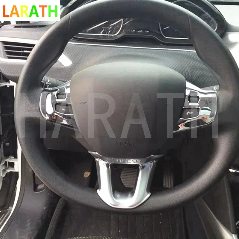 car styling For Peugeot 2008 Steering wheel leather cover 2014 2016