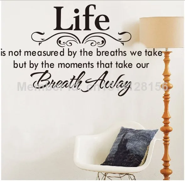 

famous quote "LIFE IS NOT MEASURED" Waterproof and Easily Removable Vinyl Wall Art Decals Sticker Decor
