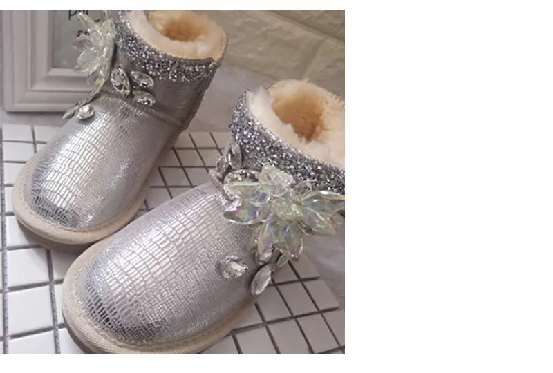 CCTWINS дети зимние детские модные стразы зимние сапоги детская обувь из натуральной кожи; брендовые Полусапожки CS1583