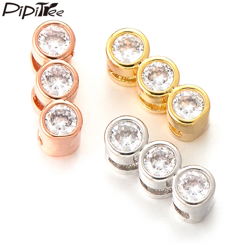 

Pipitree Shiny Clear Cubic Zirconia Beads Charms fit Mesh Bracelet DIY Jewelry Accessories Copper CZ Charm Bracelet Findings