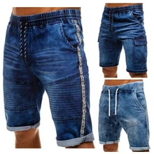 Новые мужские модные джинсовые шорты летние повседневные винтажные шорты с карманами мужские эластичные прямые шорты Уличная одежда