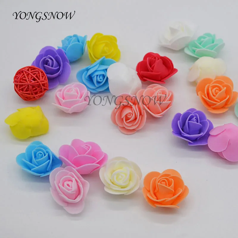 

50Pcs/lot 3.5CM Foam Flowers Small PE Rose Artificial Flower Wedding Bride Bouquet DIY Wreath Wedding Party Decoration 6Z
