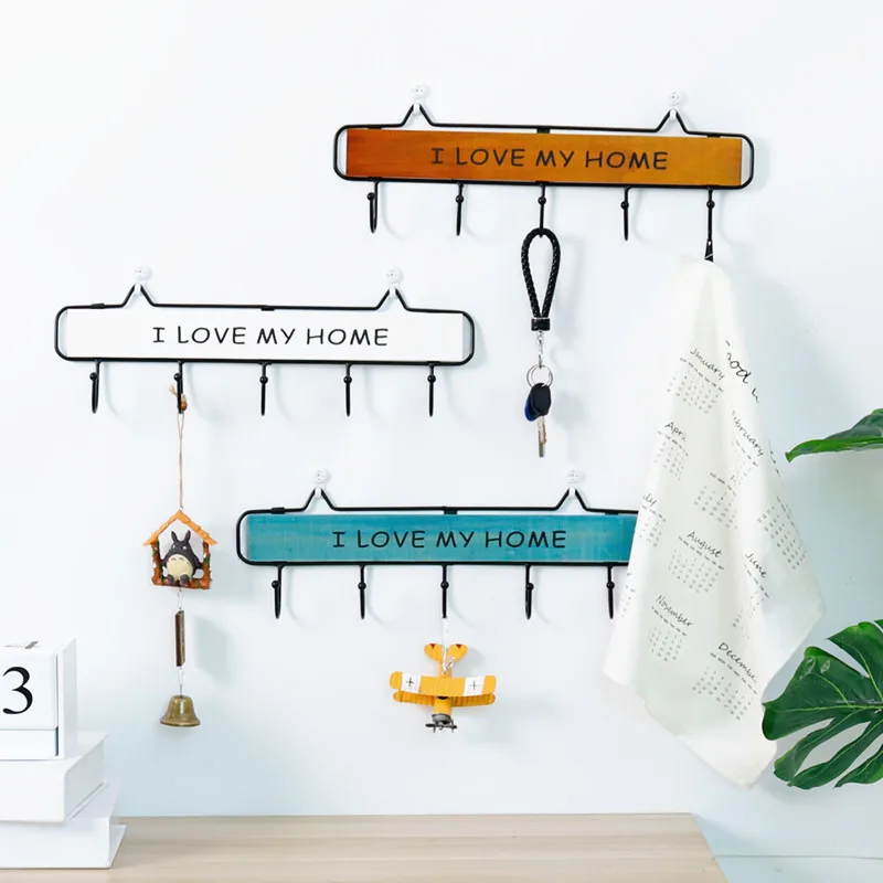 

Multifunction Creative Wooden Metal Hooks Quality Living Room Wall-mounted Key Clothes Kitchen Hanging Organizer Wall Decoration