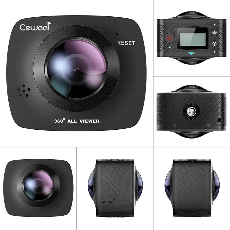 Cewaal Экшн-камера VR 360 8MP HD съемка Водонепроницаемая цифровая видеокамера COMS сенсор Широкоугольный объектив камера с маленьким подарком