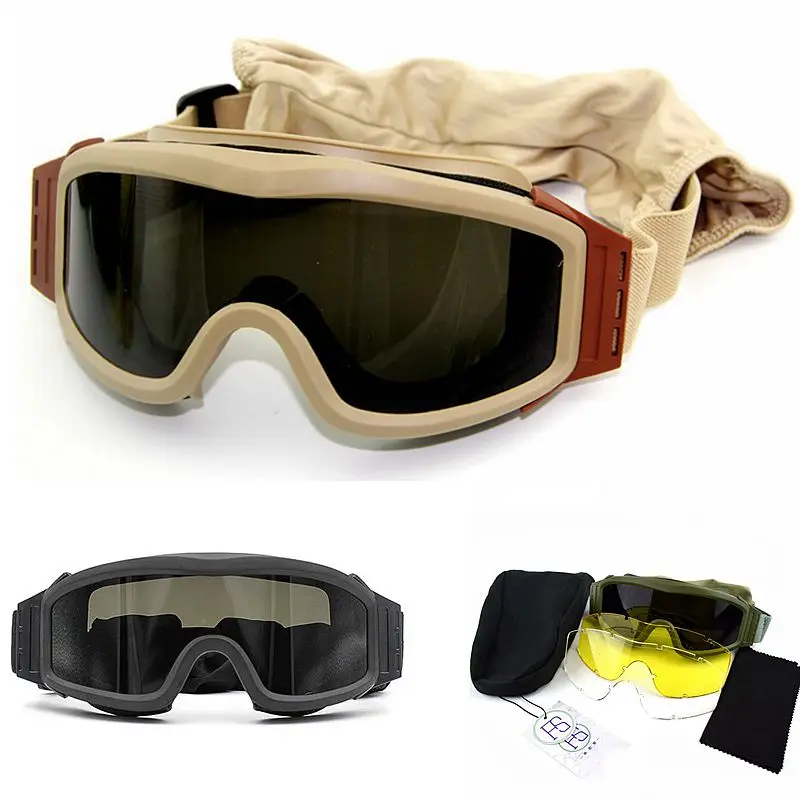 

Men Glasses Tactical Sunglasses Airsoft Military Hunting Shooting Glasses Outdoor Wargame Protection Goggles Glasses With 3 Lens