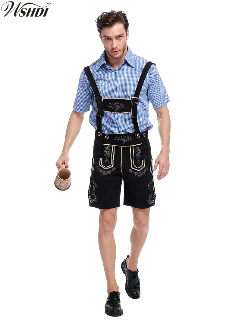 

High Quality Oktoberfest Costume Lederhosen Bavarian Octoberfest German Beer Man Costumes Adult Men Halloween Cosplay Costumes