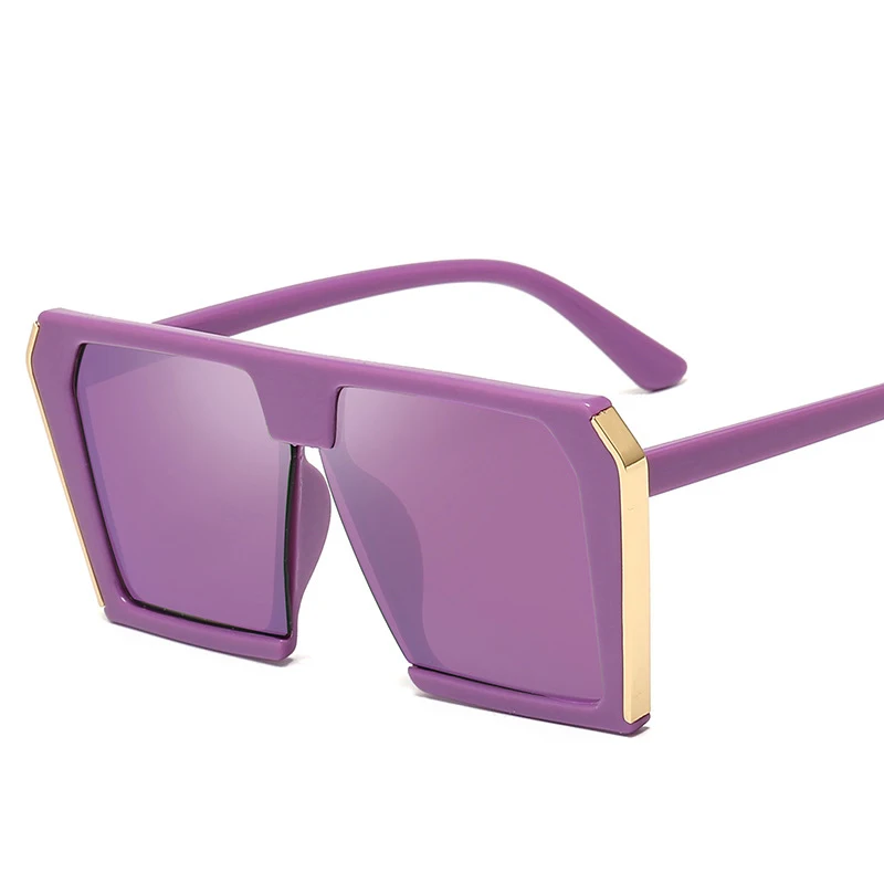 Новые винтажные Роскошные брендовые дизайнерские женские Квадратные Солнцезащитные очки больших размеров, женские модные зеркальные плоские большие солнцезащитные очки для женщин - Цвет линз: Purple Purple