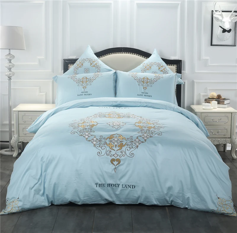 

Luxury 60S Egypt Cotton The glory of jazz Bedding Set Embroidery Duvet cover Bed Sheet Pillowcases Queen King size 4/6Pcs