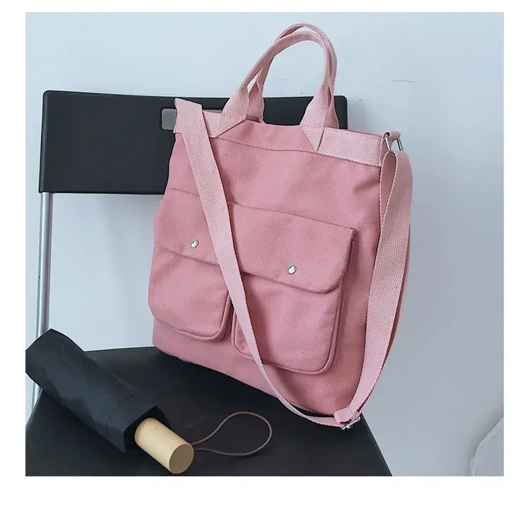 Модная женская сумка-мессенджер на застежке, холщовые сумки через плечо, новинка,, простые женские школьные сумки, сумки - Цвет: Розовый