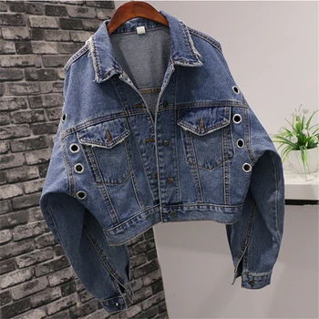

Spring Autumn Jeans Jacket Women Bat sleeve Denim Jacket Chaqueta Mujer Korean Fashion Loose Student Short Coat Women Outerwear
