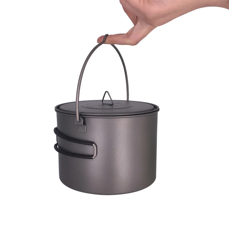 Tazas 1300 ml Utensilios de cocina set Ultralight Titanium sartén acampar al aire libre tazón de titanio picnic