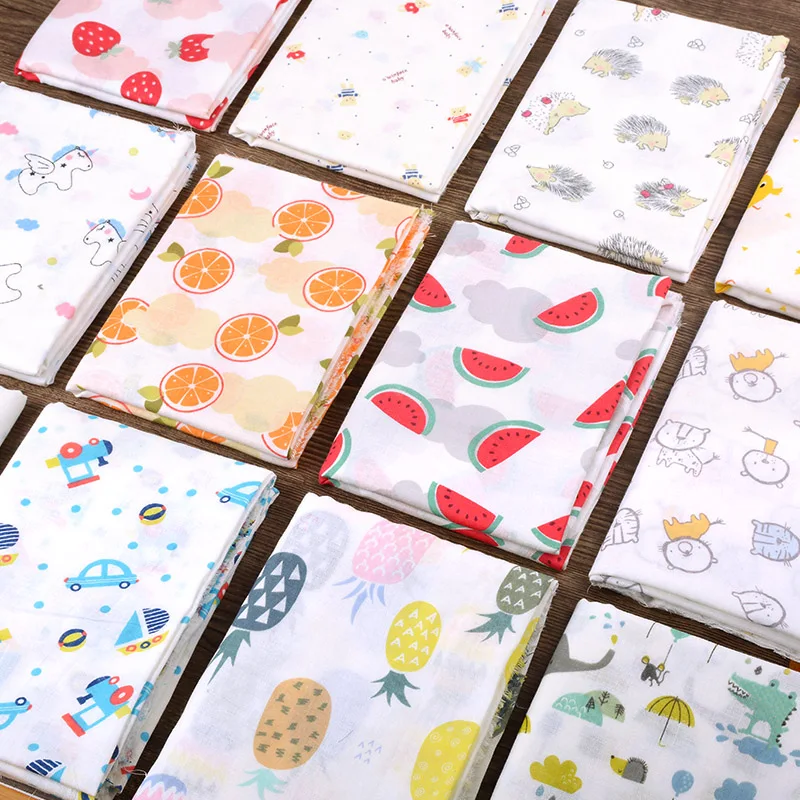

Cotton Fabric baby double gauze DIY fabric for dress Printed cloth patchwork handmade Sewing doll clothes Supplies cotton