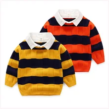 Детский свитер Для мальчиков и девочек полосатый хлопковый свитер