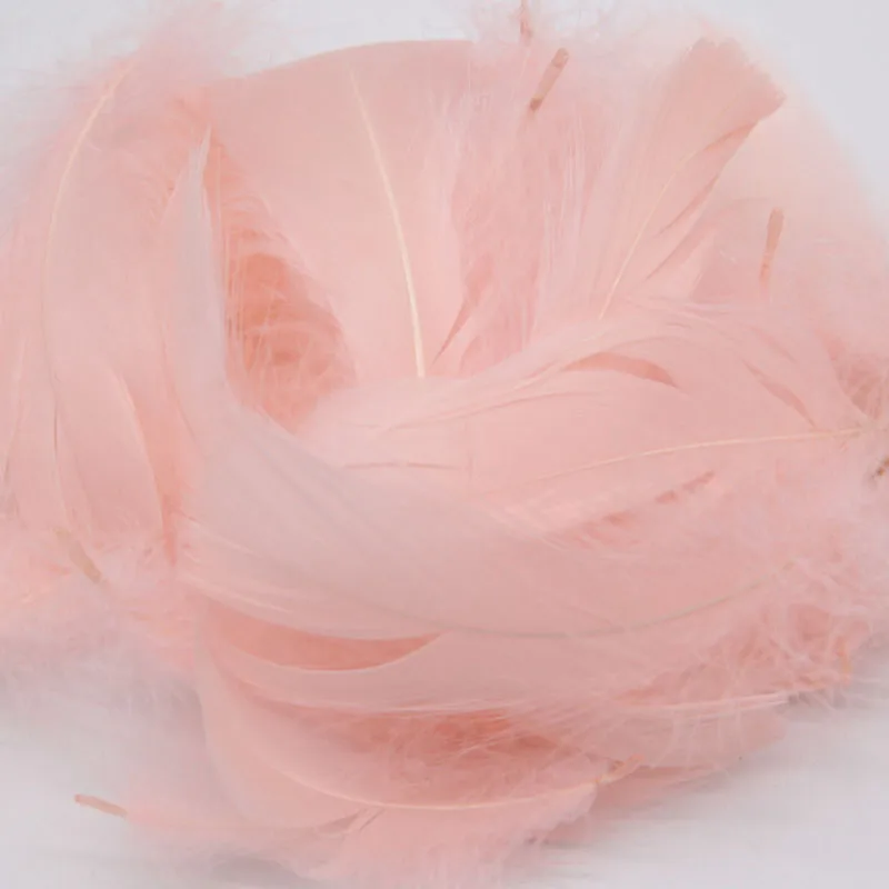 Натуральные гусиные перья 8-12 см, цветные плавающие перья для рукоделия, головной убор, сделай сам, ювелирный материал, аксессуары, 100 шт - Цвет: Light pink