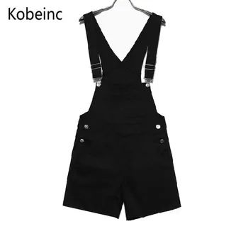 Candy Color White Black Pink Shorts Overalls College Wind Slim Casual Summer Denim Bodysuit Women Loose Simple Straps Jumpsuit