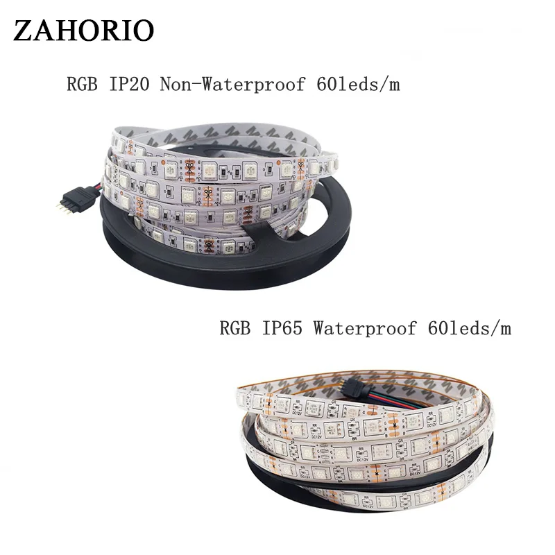 ZAHORIO SMD5050 Светодиодные ленты RGB не Водонепроницаемый DC 12 В IP65 60 Светодиодный s/m 5