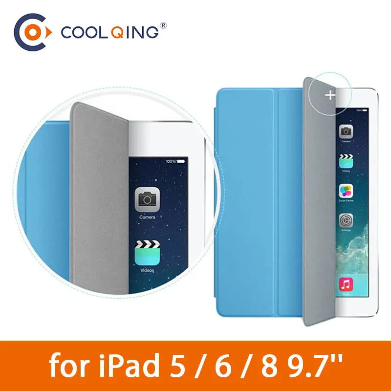 

Tablets Case For iPad 5 6 8 9.7'' For iPad 2018 Case Tri-folded PU+PC Connection Smart Wake Sleep Protective Cover For iPad 9.7