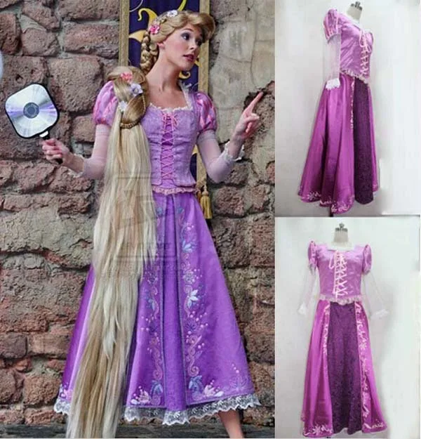 

Free Shipping Rapunzel Princess Long Purple Cosplay Costume Dress For Women Girl Custom-Made