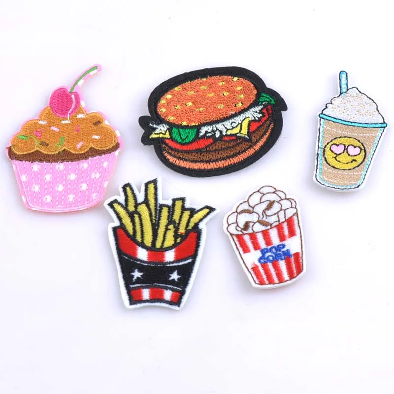 ᐂ5PCs Iron On Patch DIY ⑧ Fast Fast Food Embroidered Patches ⑧ For For