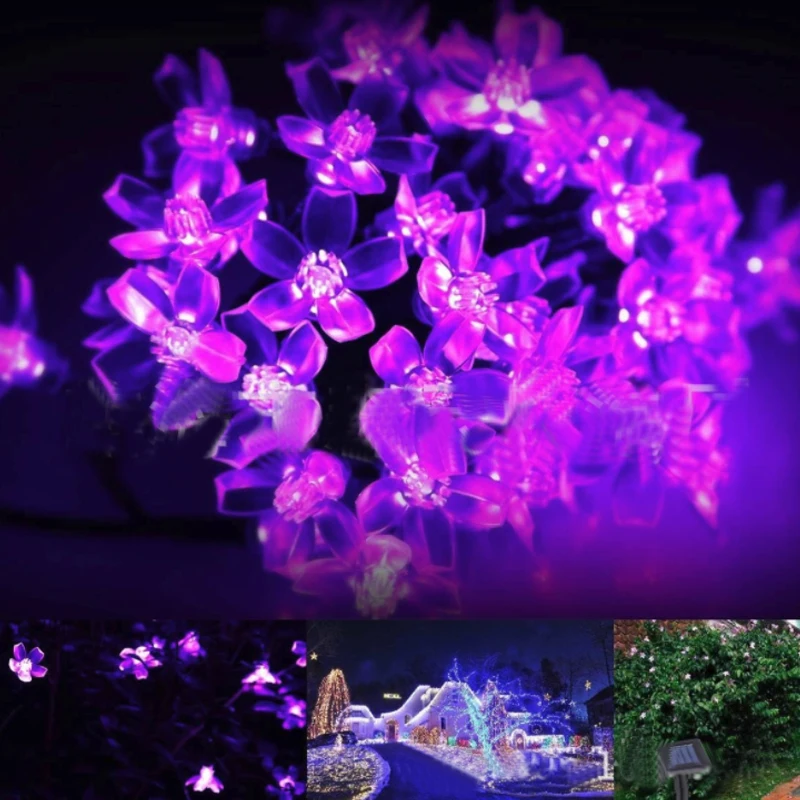 

7M 50 LED Solar Power Fairy String Lights Outdoor Peach Blossom Decorative Garden Patio Christmas Trees Wedding Party Waterproof