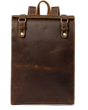

Retro Genuine Leather Backpack Male Preppy Style Crazy Horse Leather Travel Bussiness Bag Youth High Capacity Cowhide Bag D637