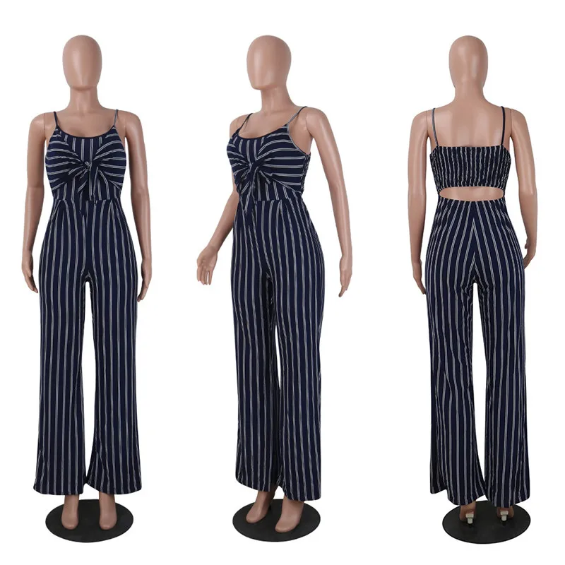 

2019 Women Stripe Sleeveless Long Jumpsuit Beach Romper Playsuit Party Clubwear