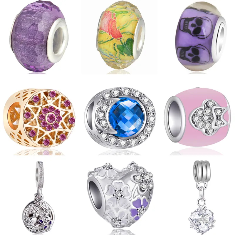 New Fashion Big Crystal Robot Wing Crown Hearts DIY Beads Fit Pandora Charms Bracelets for Women Valentine's Day Jewelry Bijoux |