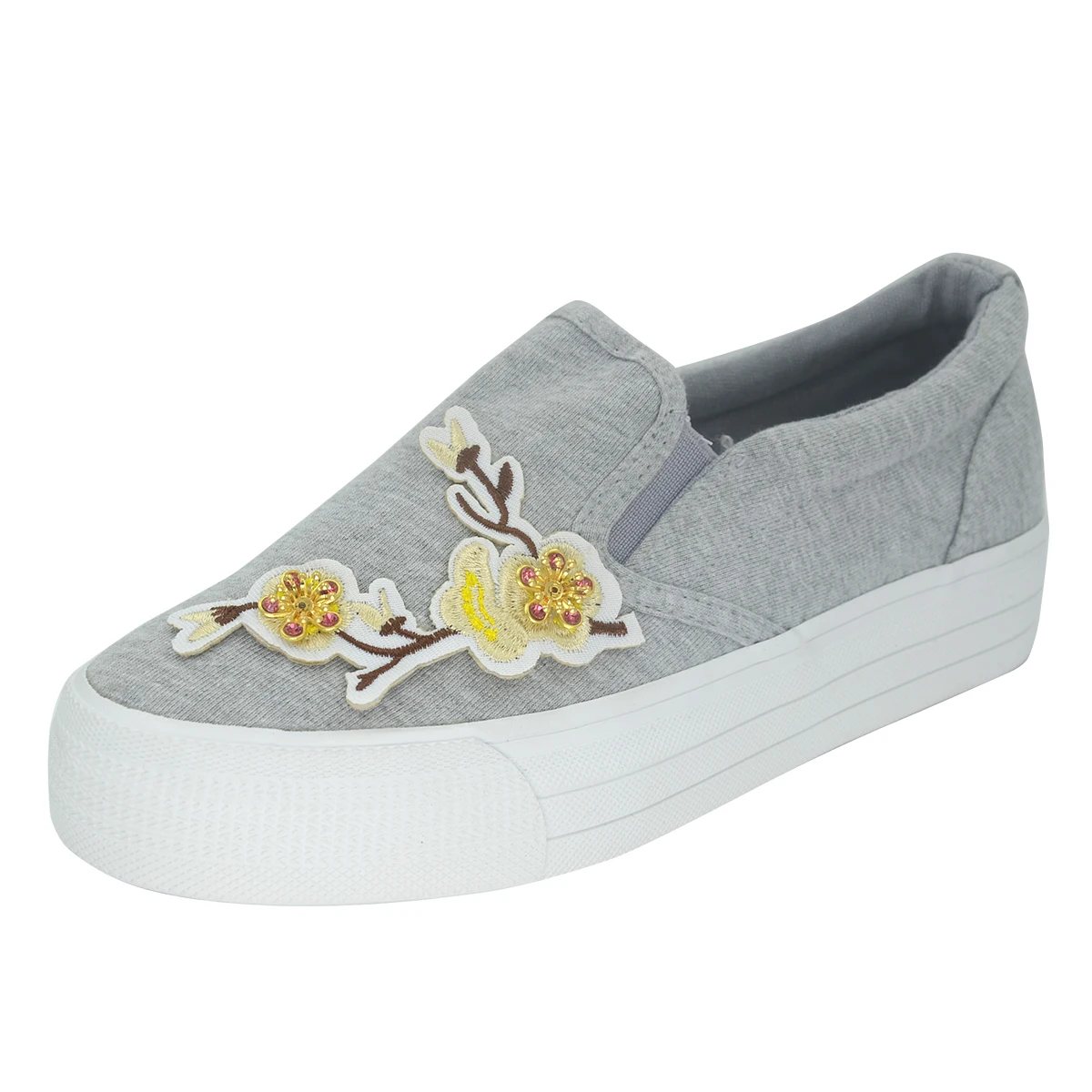 Белый Демисезонный обувь на платформе Для женщин Кристалл Лоферы без застежки обувь на платформе Стразы обувь с подошвой из вулканизированной резины; женская обувь - Цвет: xjz0614grey