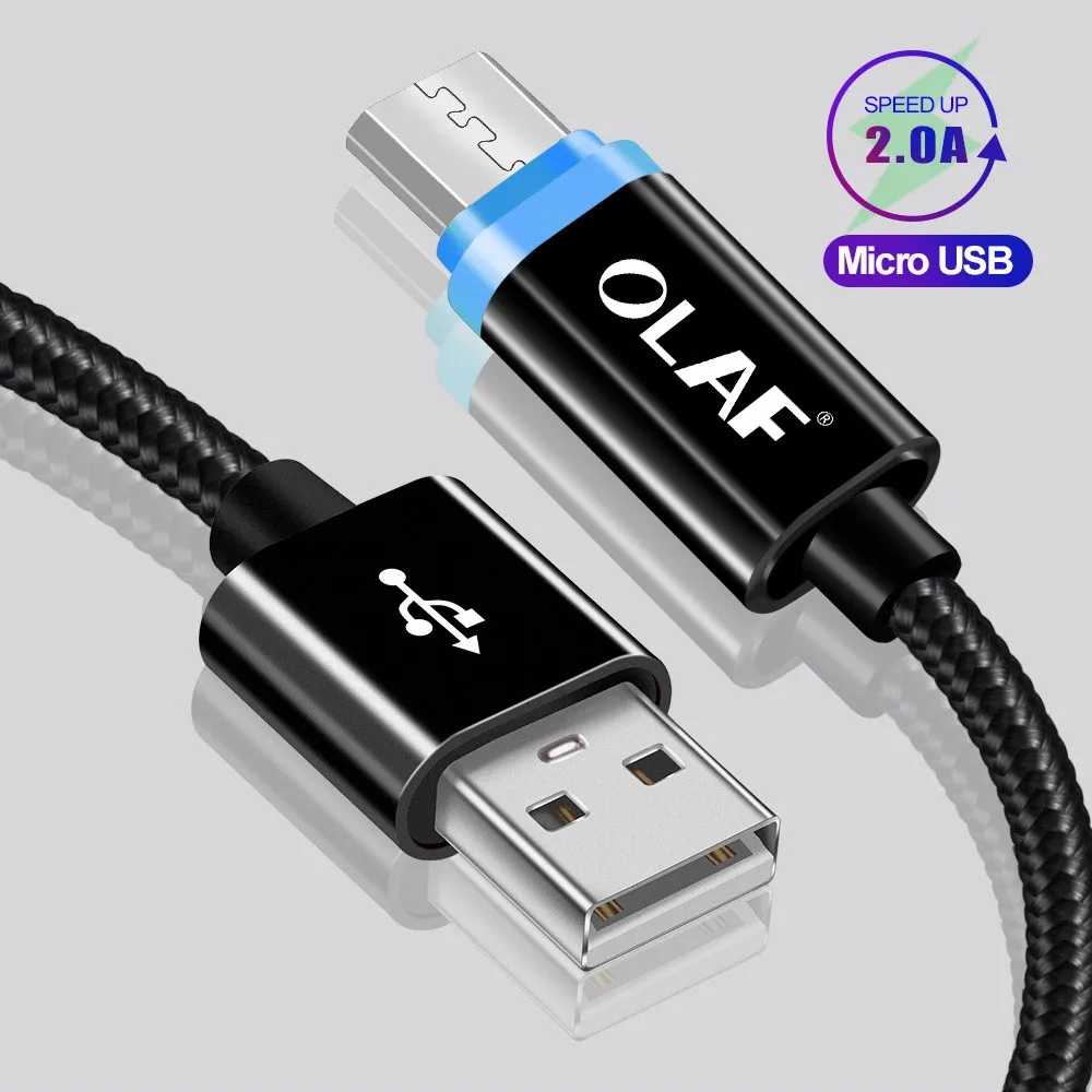 OLAF светодиодный кабель Micro USB для samsung S7 S6 Edge, 1 м, usb-кабель для зарядки и передачи данных, адаптер для Xiaomi Redmi 4X Note4