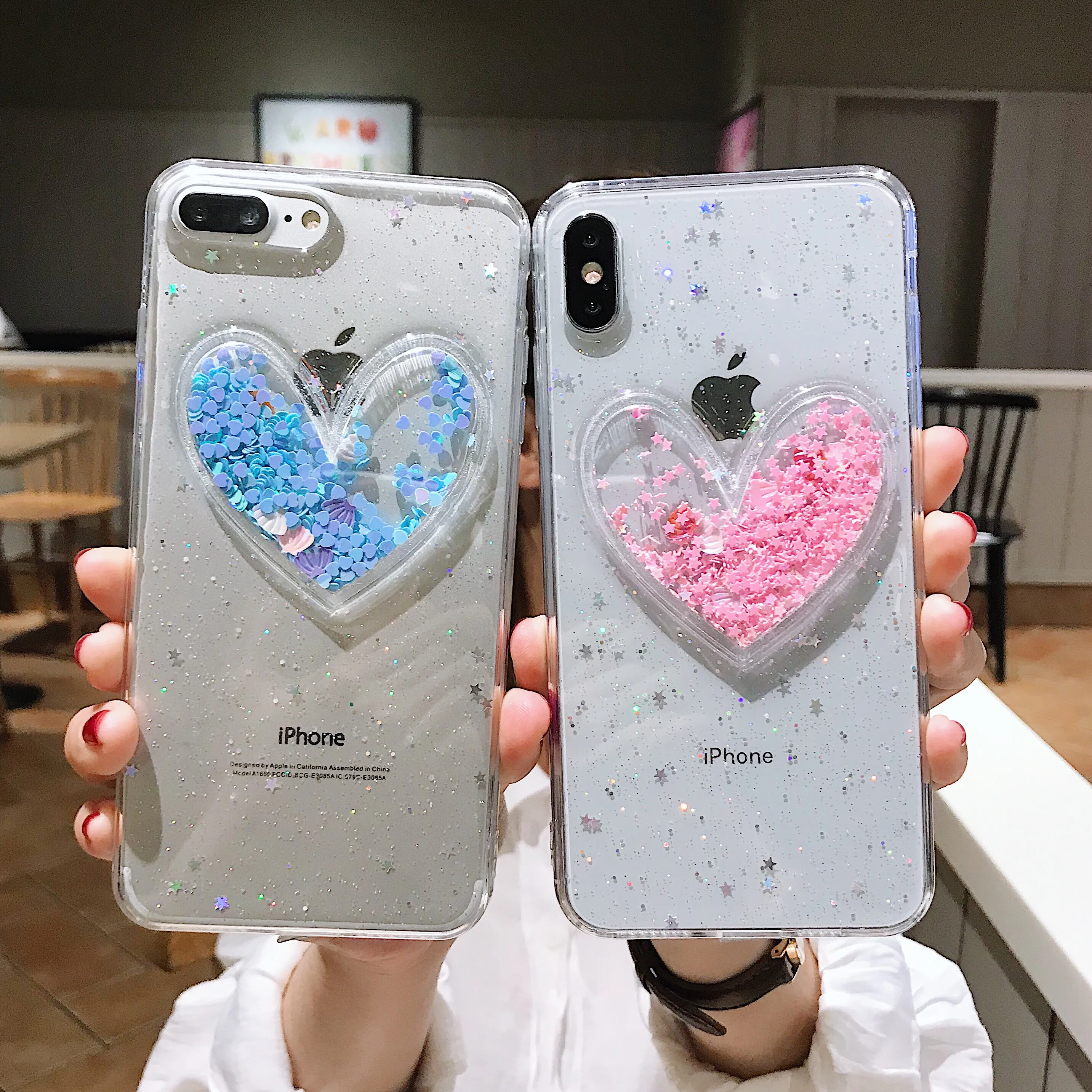 Чехол для телефона Dynamic Love Heart для iPhone MAX XS XR TPU Чехлы для iPhone 6 6 S 7 8 7 P 8 P Прозрачный