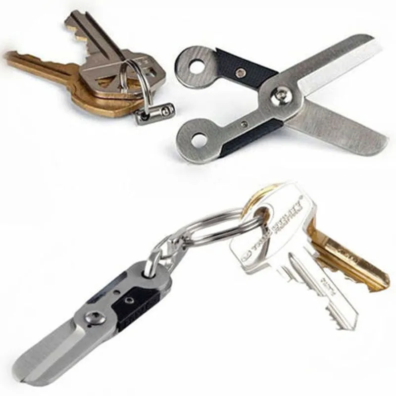 

pocket tool edc outdoor camp mini spring gear chain fold scissor cut key gadget keychain cutter ring latch multi kit travel hike