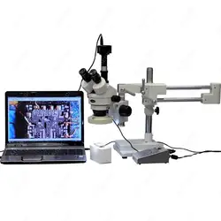 Бум стоять стерео микроскоп-amscope поставки 3.5x-90X бум стоять стерео микроскоп с 8-зона 80- свет + 5mp USB Камера