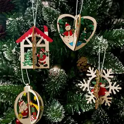 1 шт.! 3D креативные Деревянные Подвески украшения DIY украшения для рождественской вечеринки Рождественская елка украшения детский подарок