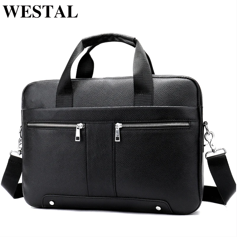 Мужская сумка WESTAL из натуральной кожи, мужской портфель из кожи 14, сумка для ноутбука А4, Сумка для документов, бизнес-сумка, модный портфель 8522