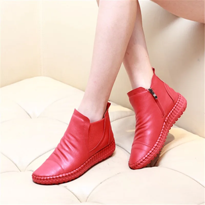 Plaine En 2 Nouveau Automne Zipper D'hiver Chaussures Cuir Et 1 Femmes Plat 2018 w7YIqAg