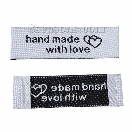 50pcs/pack handmade with love Garment Labels tags DIY Embroidered Woven Handmade Labels For Clothing/Jewelry Accessories