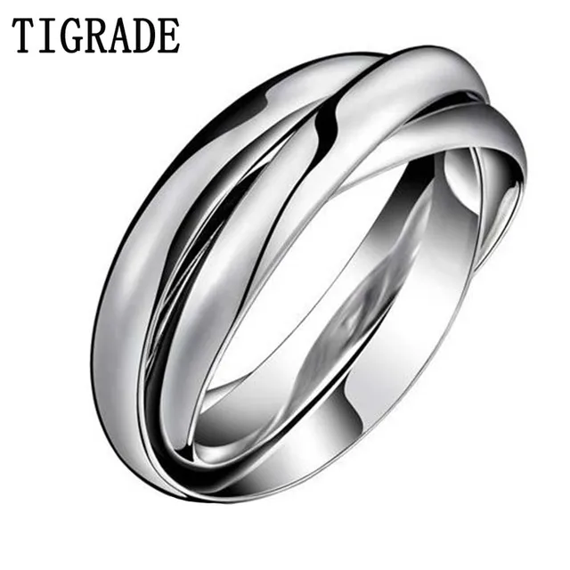 Multi Layer Stainless Steel Ring Women High Polished Silver Triple Multi Layer Stainless Steel Ring Women High Polished Silver Triple Dome Interlocked Rolling Wedding Band