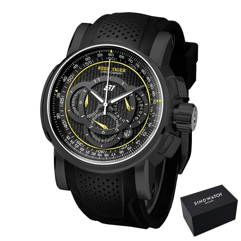 Риф Тигр/RT дизайнерские спортивные часы для мужчин розовое золото Кристалл Кварцевые часы с хронографом и датой reloj hombre RGA3063 - Цвет: BYB PLUS