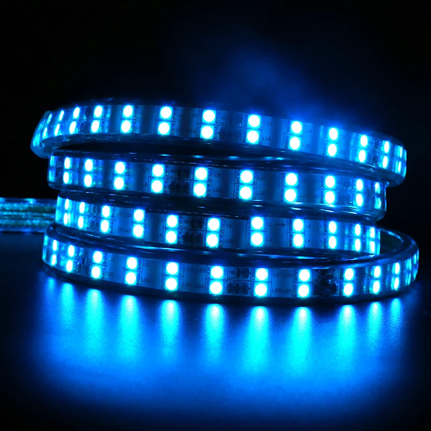 Светодиодная ленсветильник 220 В 5050 RGB 60 светодиодов/м 120 двухрядная