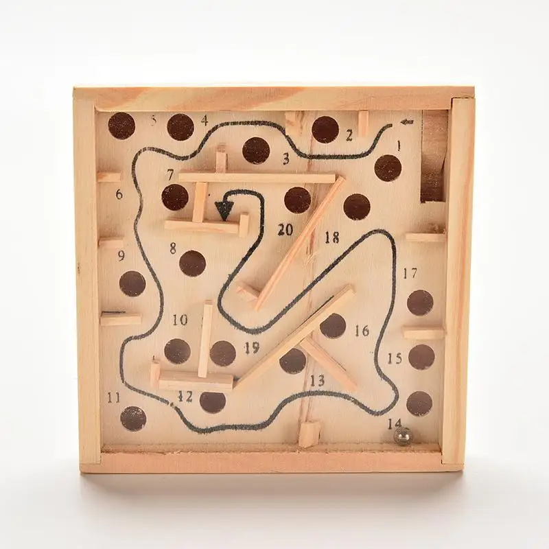  Solitaire Game Wooden Puzzle Toy Maze Board Kids Children Education Learning Intelligence Game Classic Labyrinth Balance Board