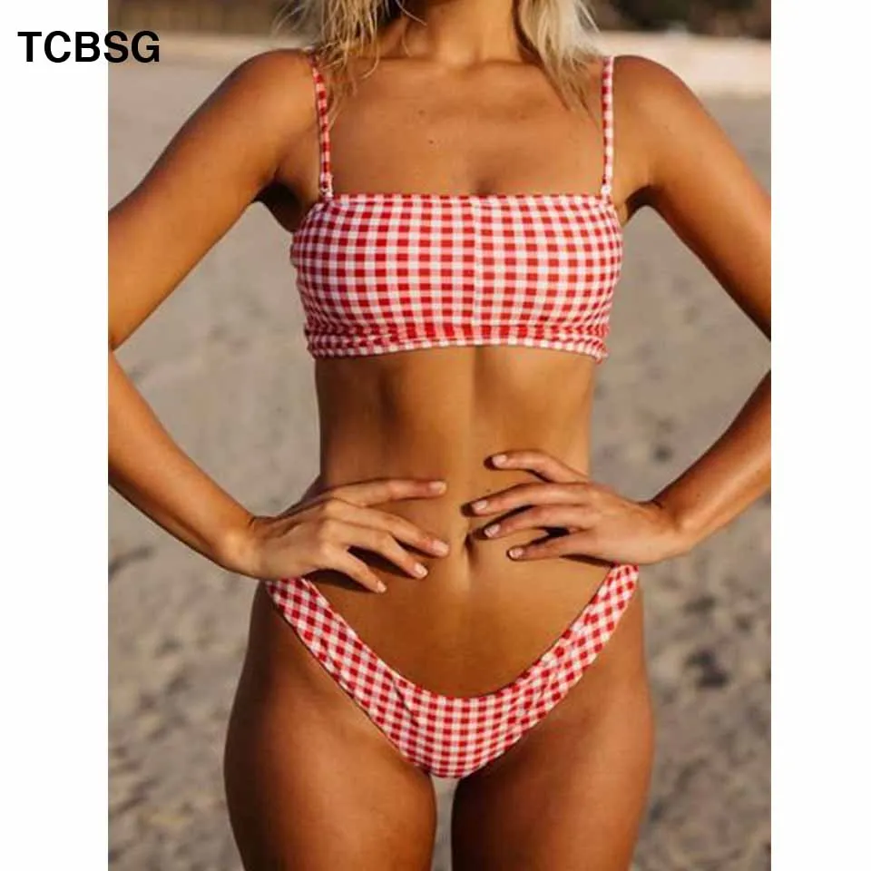 

TCBSG 2019 Sexy Bikinis Women Swimwear Halter Top Stripe Bandeau Swimsuit Brazillian Bikini Set Bathing Suit Summer Beach Wear