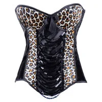 Leopard espartilhos corset corselet black corset corset overbust korsett for women corpet waist training latex waist training