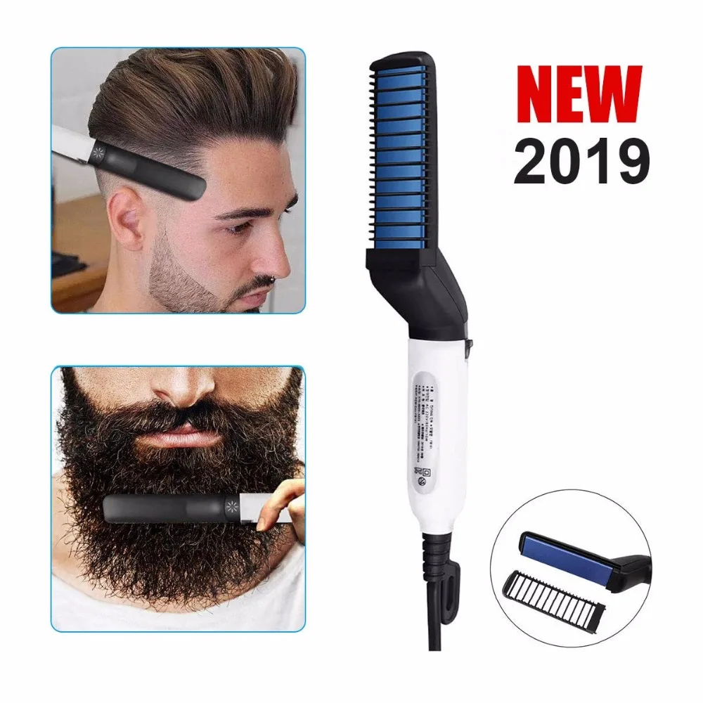

2 IN 1 Quick Beard Straightener Styler Comb Multifunctional Hair Curling Curler Show Cap Tool Electric Hair Styler for Men