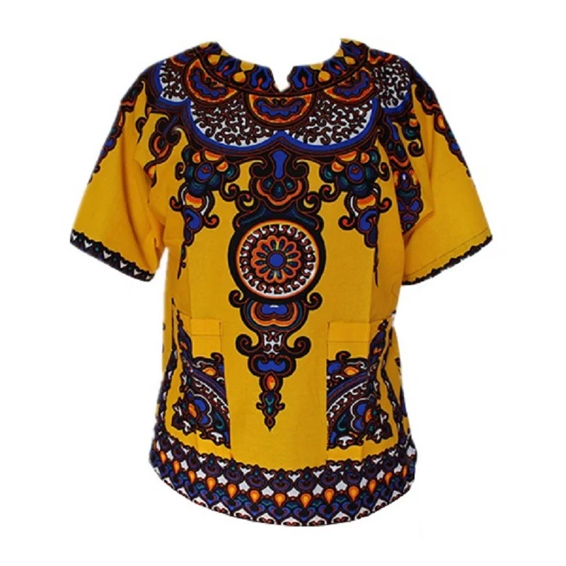 Быстрая) Дашики модный дизайн африканская традиционная печать хлопок Дашики футболки унисекс(сделано в Таиланде - Цвет: X yellow