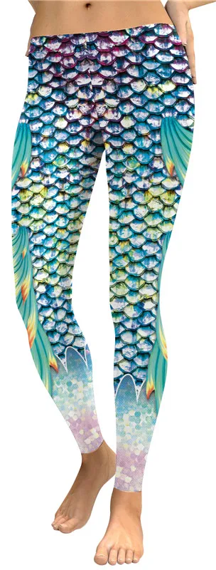 Petrol blue yellow wing mermaid scales legging (1)